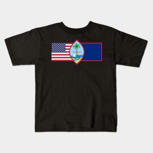 Guam Seal And Flag & American Flag Kids T-Shirt